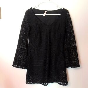 Black Lace Long Sleeve Tunic